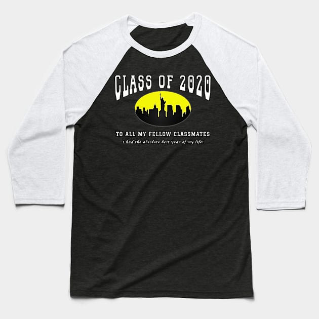 Class of 2020 - Blue, Yellow and White Colors Baseball T-Shirt by The Black Panther